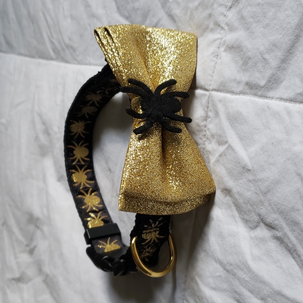 Golden Spider Halloween Dog Collar